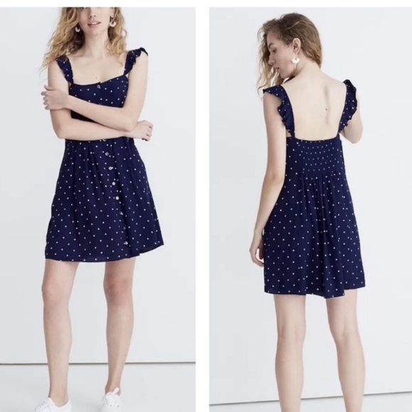 Madewell ruffle strap polka dot dress size 4 - Picture 3 of 11